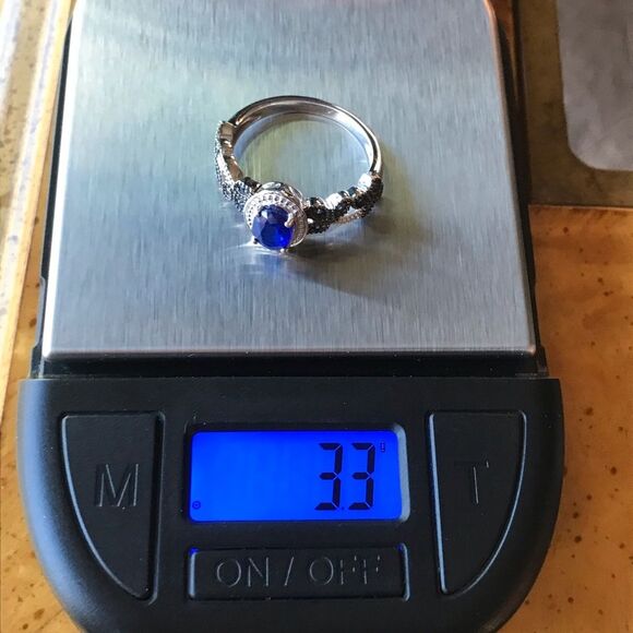 Genuine Blue Spinel Blue Sapphire Sterling Silver Ring Size 8 - Picture 8 of 8